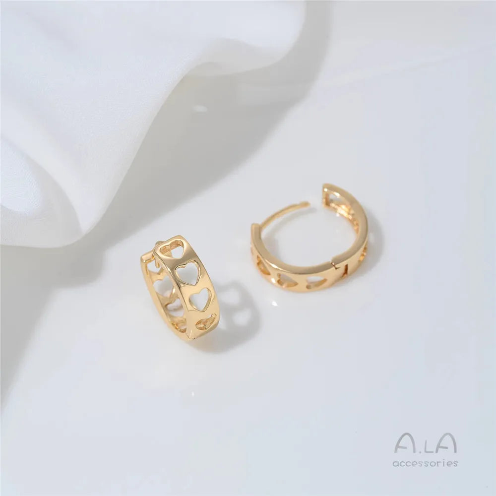 14K Gold-plated Round Oval Geometric Hollowed-out Irregular-shaped Earrings Light Luxury Feel Twisted Ear Loops Ear Buckles