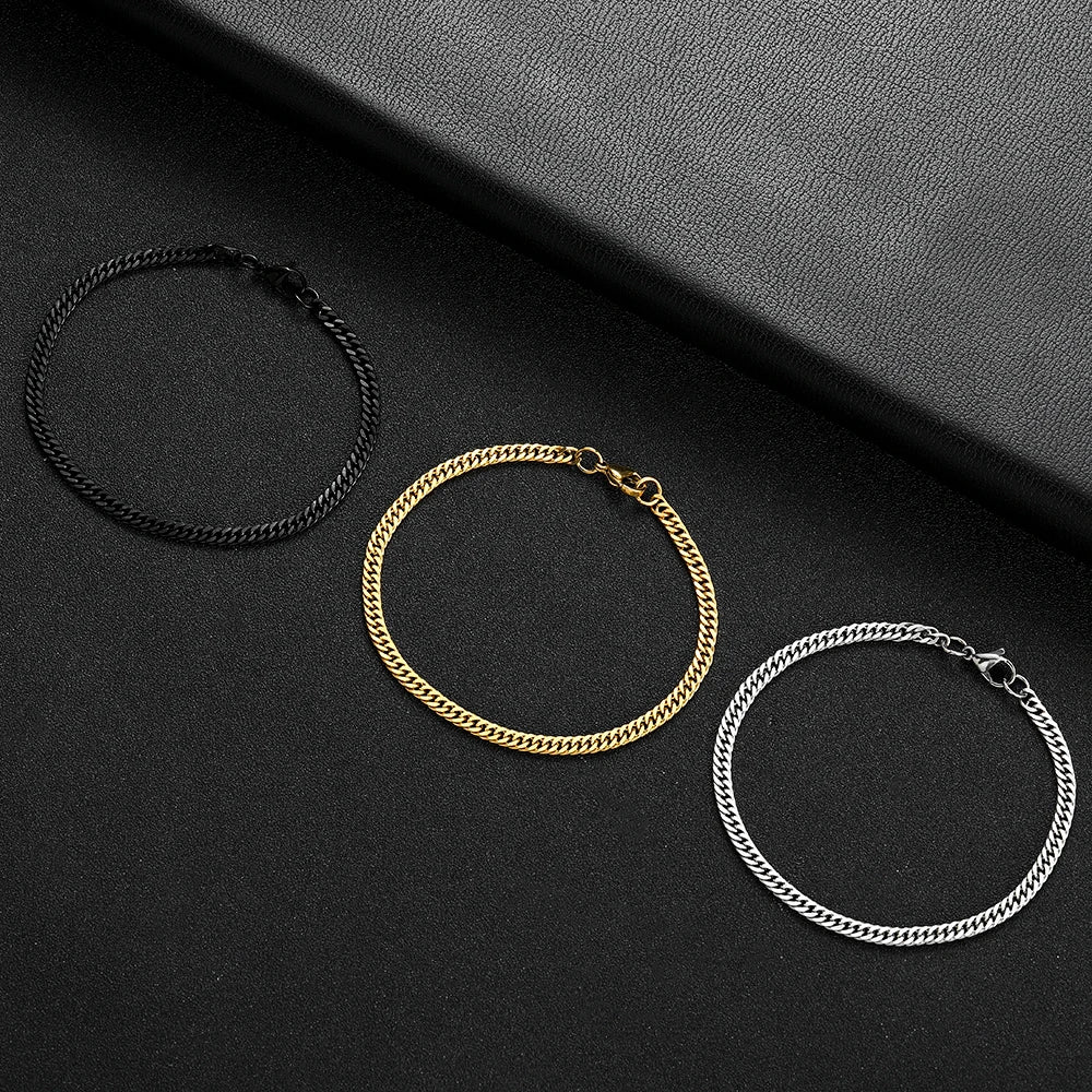 Stainless Steel Golden Black Chain Bracelet