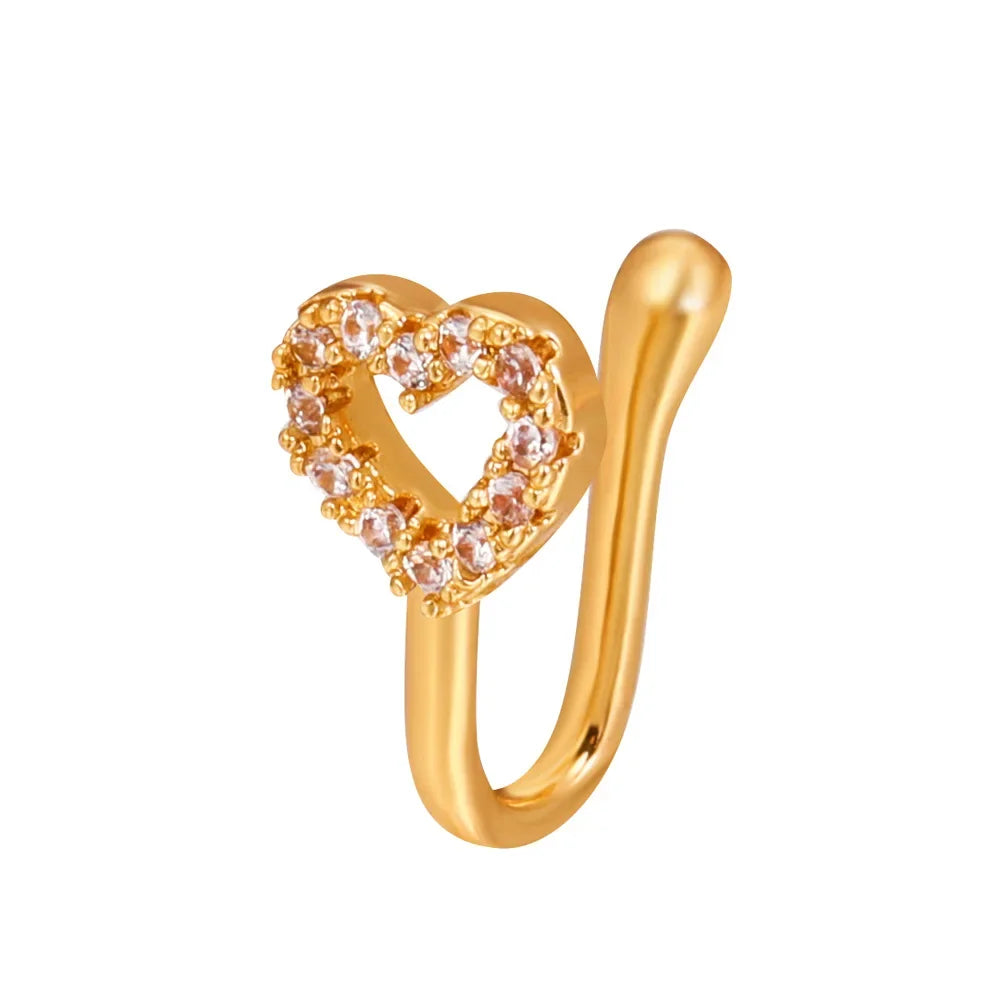 Fashion Nose Ring Charm Crystal Butterfly Pentagram Nose Ring Women Fake Piercing Clip on Nose Ear Rings Body Jewelry