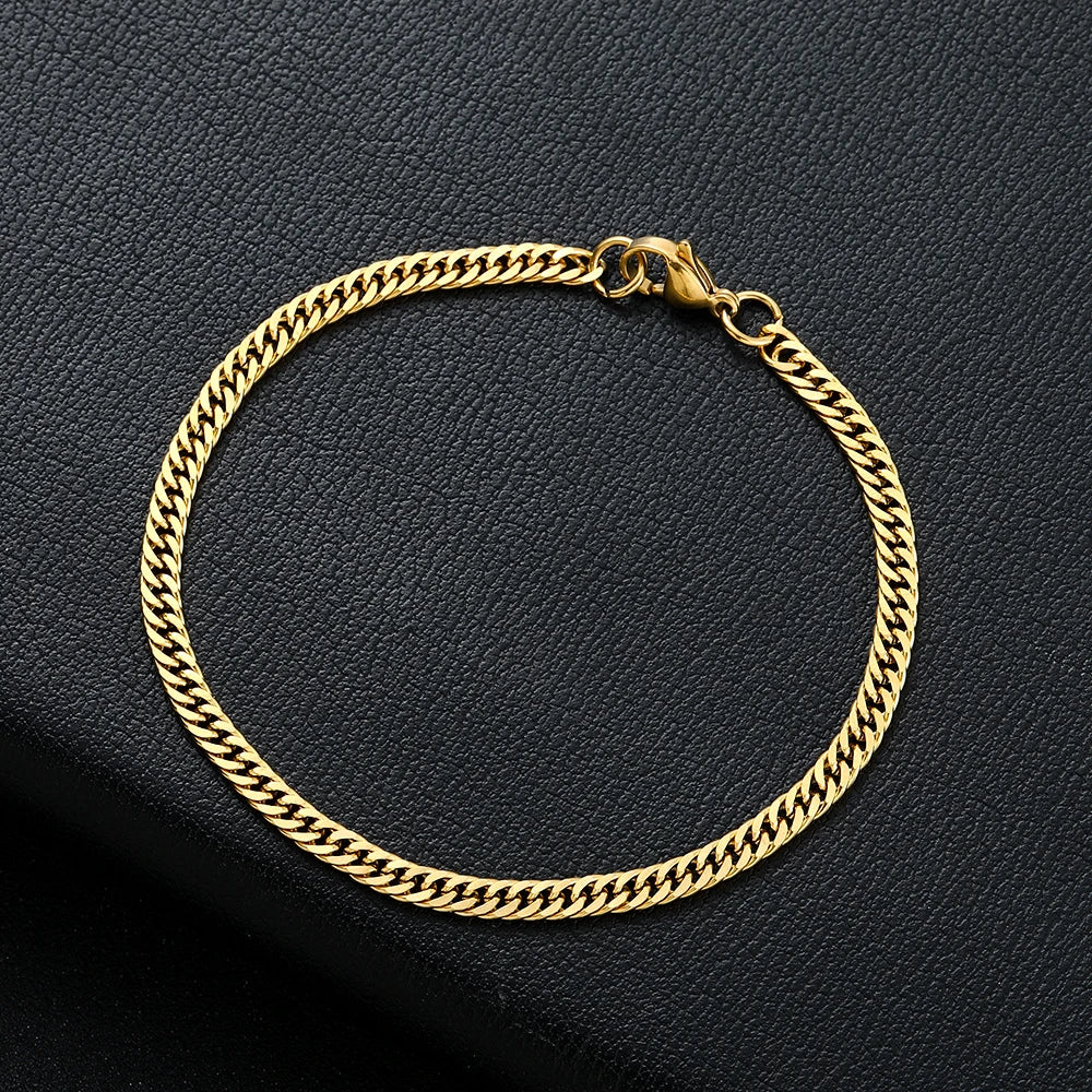 Stainless Steel Golden Black Chain Bracelet