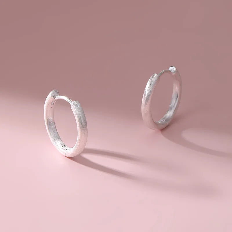 925 Silver Round Geometric Brushed Earrings 2026 New Style Fashionable Elegant Simple High End Ear Jewelry for Women