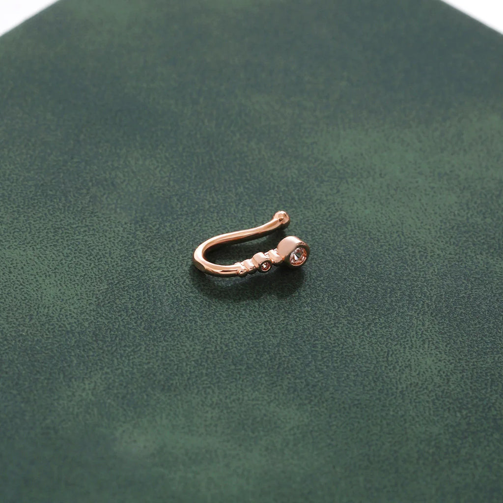 1pc Chic U-Shape Non-Piercing Nose Ring - Simplistic Hip Hop Style Inlaid Cubic Zirconia Fake nose Clip