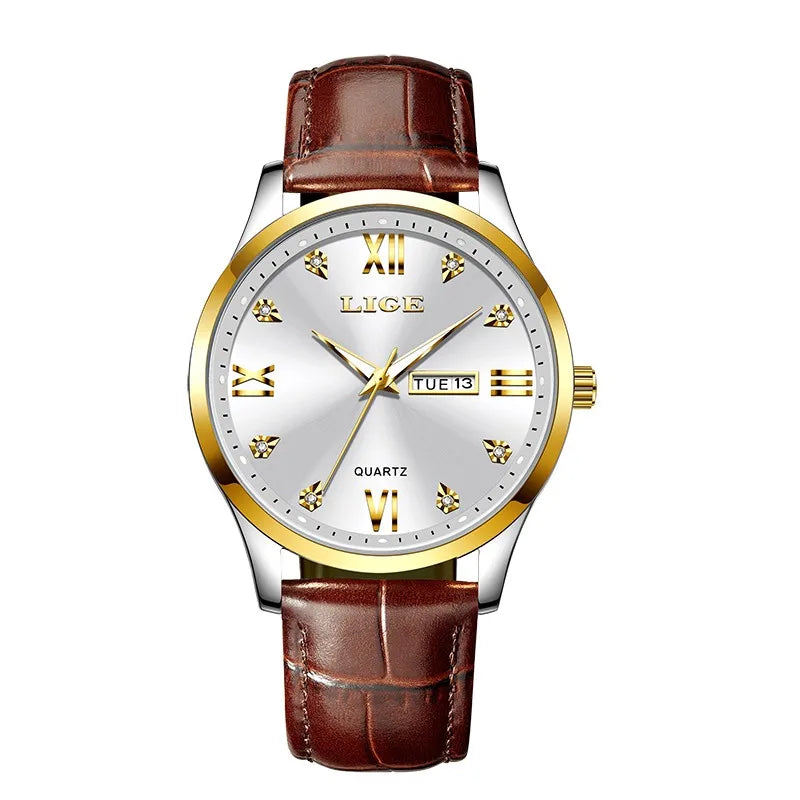 LIGE New Ladies Waterproof Watches Fashion Business Diamond Bracelet Watch For Women Simple Casual Luminous Quartz Chronograph
