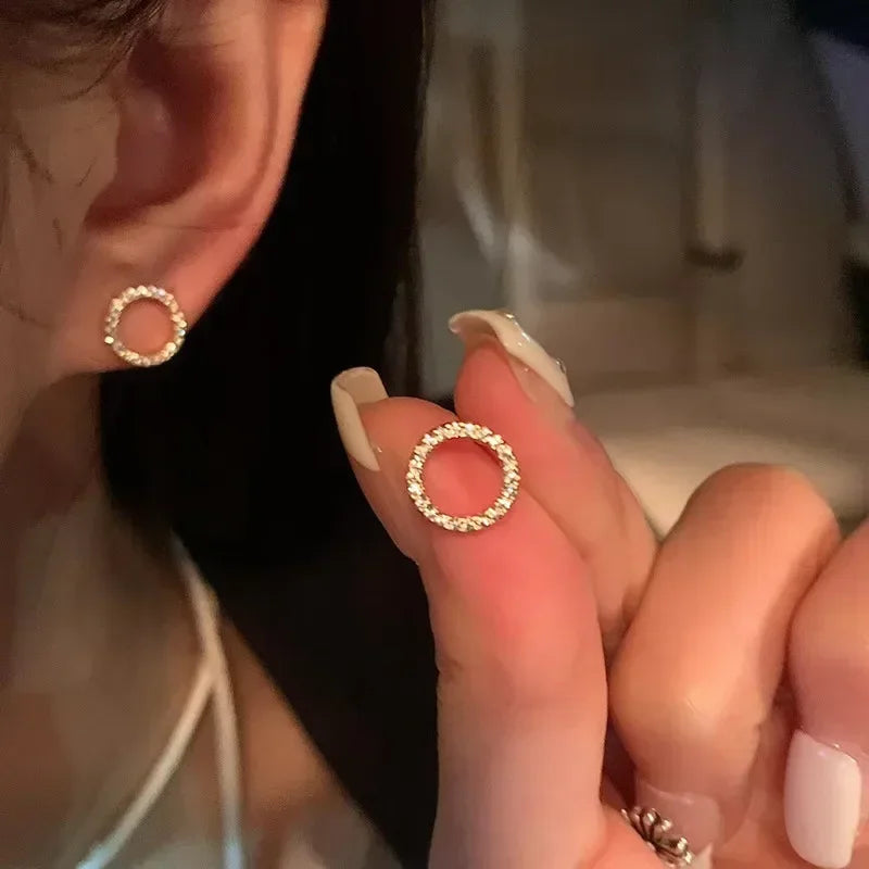 Delicate Small Circle Stud Earrings for Women