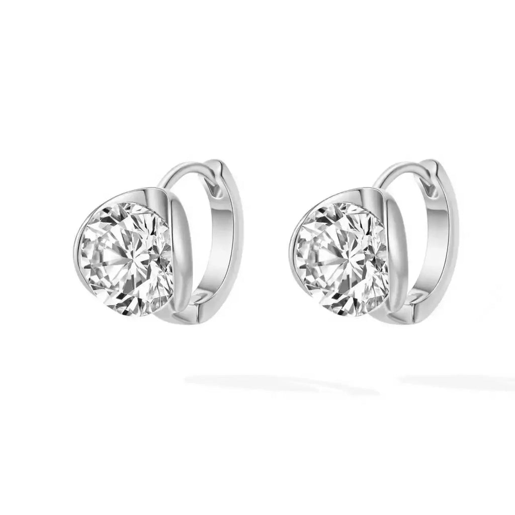New in two carat round diamond earings buckle light luxury high-end and fashion earrings for women suitable for daily jewelry