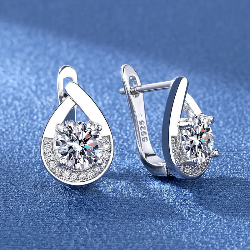925 Sterling Silver Earrings For Women Round Zircon