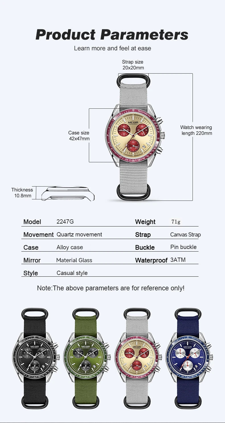 MEGIR Men's Weaving Strap Watch