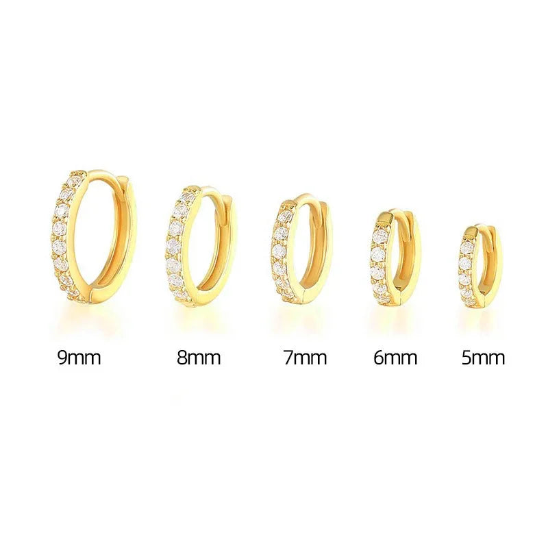 1 Pair Dainty Earrings for Women Round Stud Piercing Cartilage Ear Ring Zircon Gold Silver Color Fashion Jewelry Trend Gift
