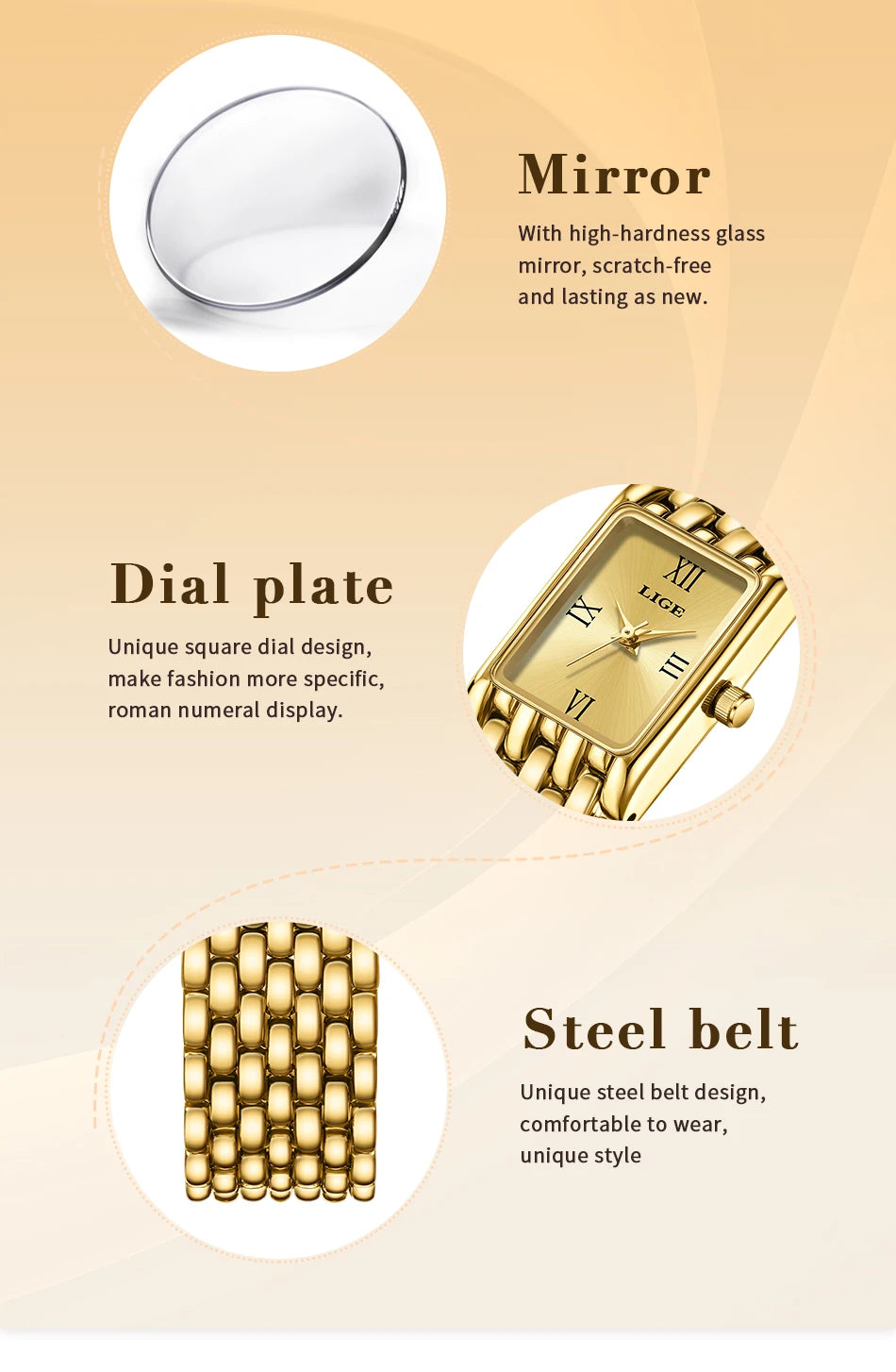 LIGE Gold Watch for Women