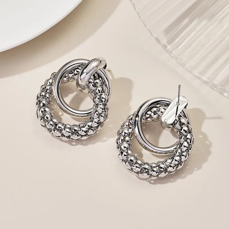 Women Earrings Big Shiny Double Rings