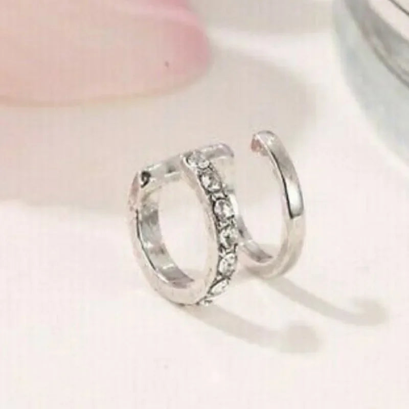 Fashion Exquisite Rhinestone Decor Ear Cuff Earring for Woman Ear 2025 Summer New Arrival Christmas Jewelry Gift