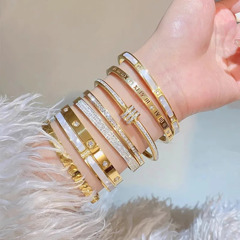 Elegant 8-piece Stainless Steel Bracelet