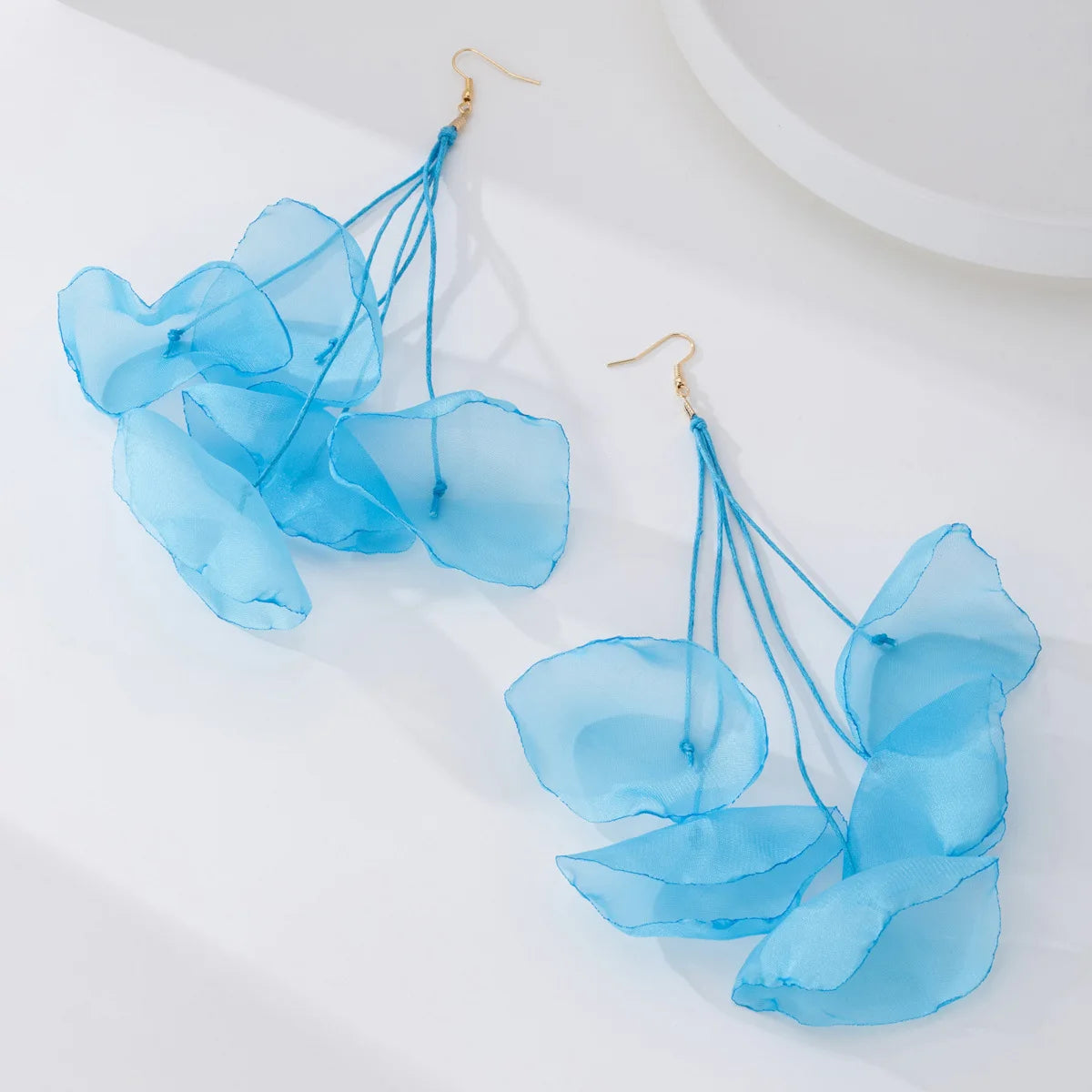 Earrings For Women Girls Temperament Elegant Fabric Irregular Long Fringed Flower Ear Accessories Fashion Jewelry BE618