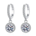 Sterling Silver 1 Carat Moissanite Round Earrings for Women