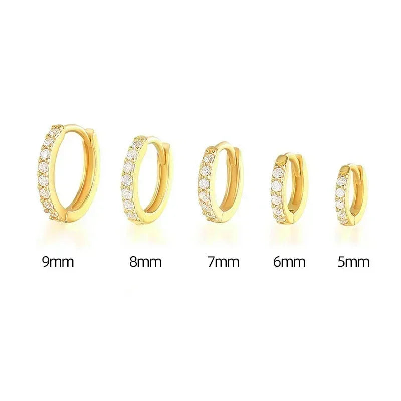 1 Pair Dainty Earrings for Women Round Stud Piercing Cartilage Ear Ring Zircon Gold Silver Color Fashion Jewelry Trend Gift