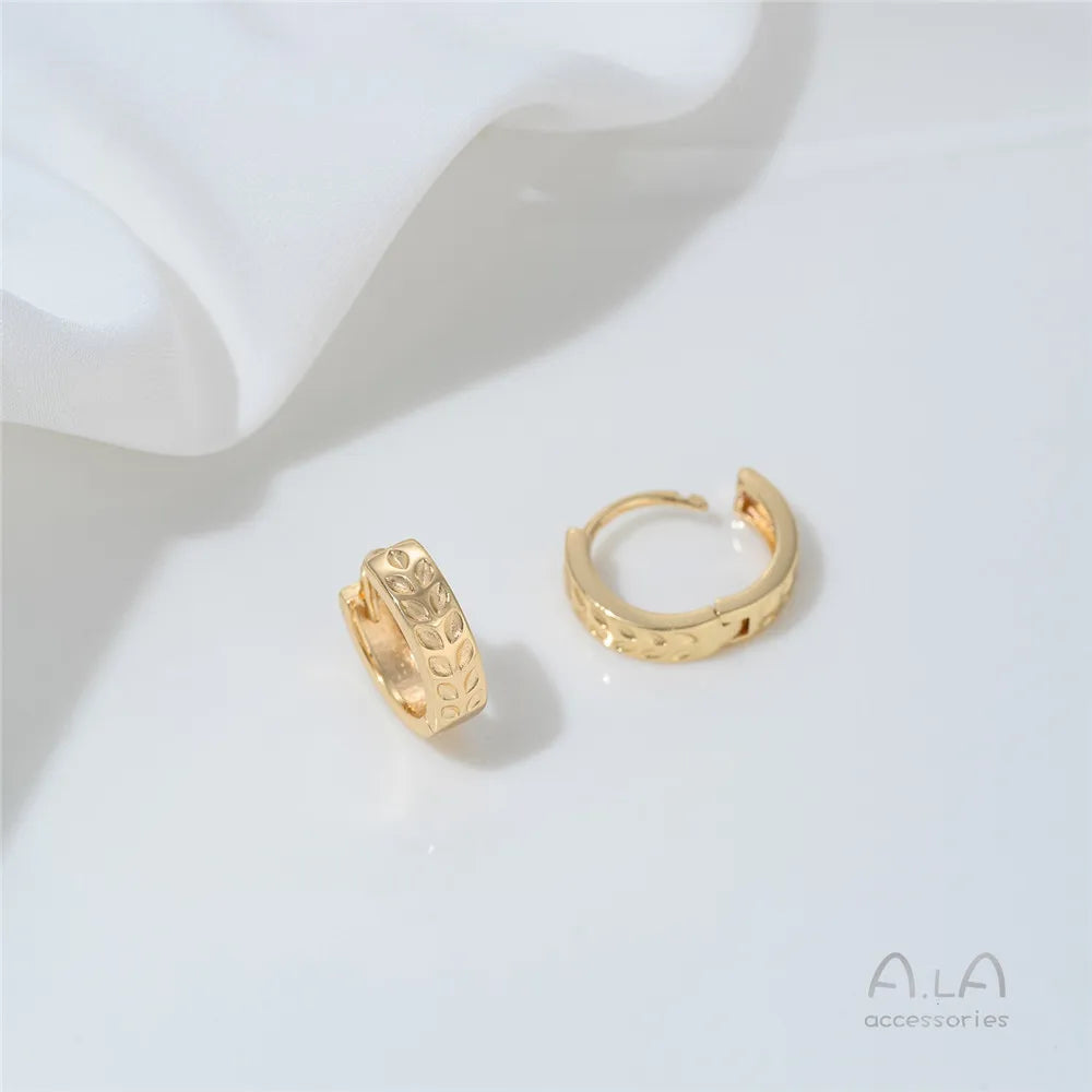 14K Gold-plated Round Oval Geometric Hollowed-out Irregular-shaped Earrings Light Luxury Feel Twisted Ear Loops Ear Buckles