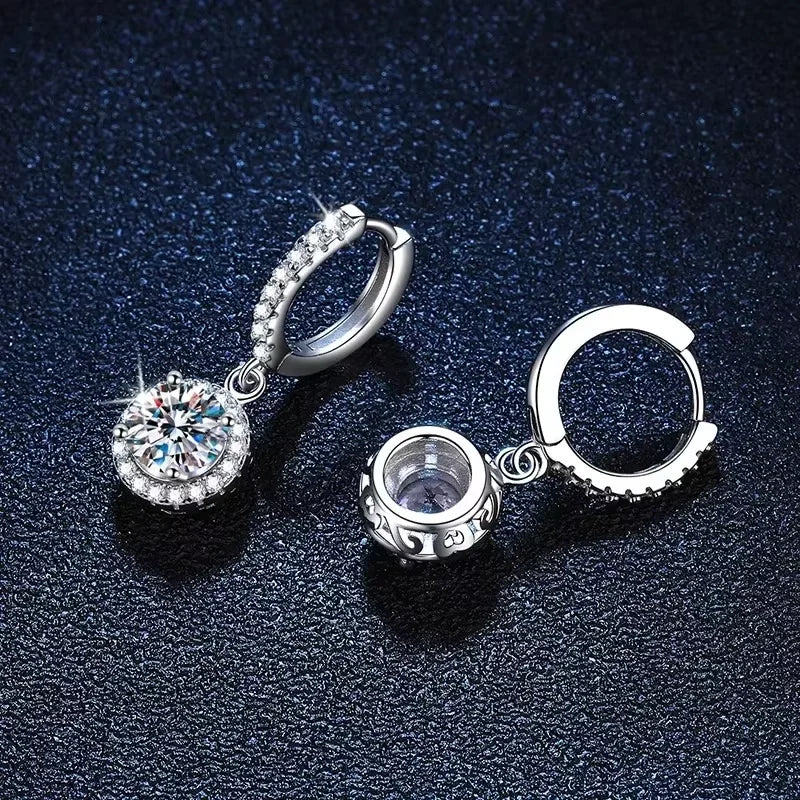 Sterling Silver 1 Carat Moissanite Round Earrings for Women