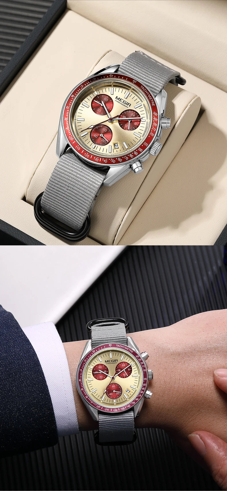 MEGIR Men's Weaving Strap Watch