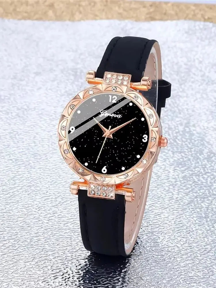 Women Watch 5Pcs Set Luxury Rhinestone