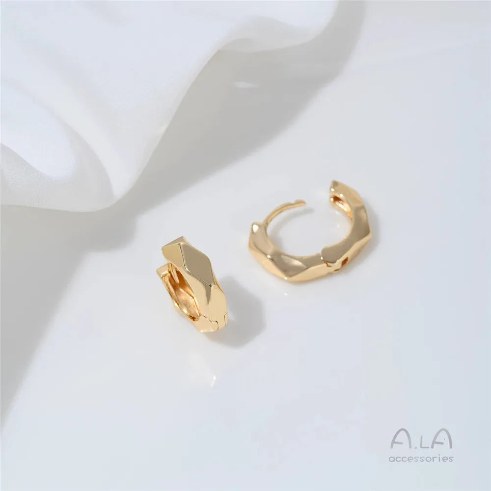 14K Gold-plated Round Oval Geometric Hollowed-out Irregular-shaped Earrings Light Luxury Feel Twisted Ear Loops Ear Buckles