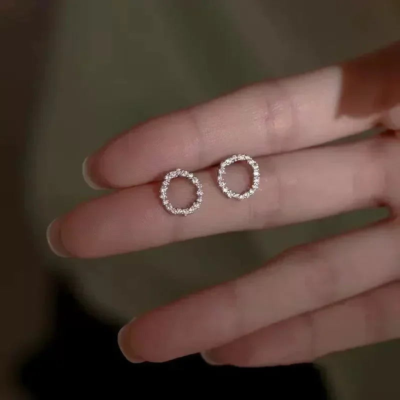 Delicate Small Circle Stud Earrings for Women
