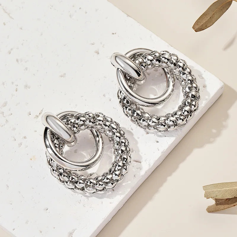 Women Earrings Big Shiny Double Rings