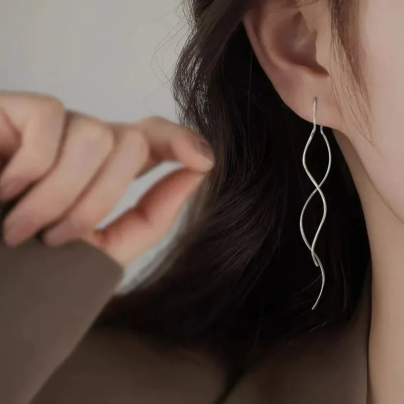 New Minimalist Long Wavy Fringe Earrings New Women Fashionable Hanging Earrings High-End Jewelry Minimalist Accessories Gifts