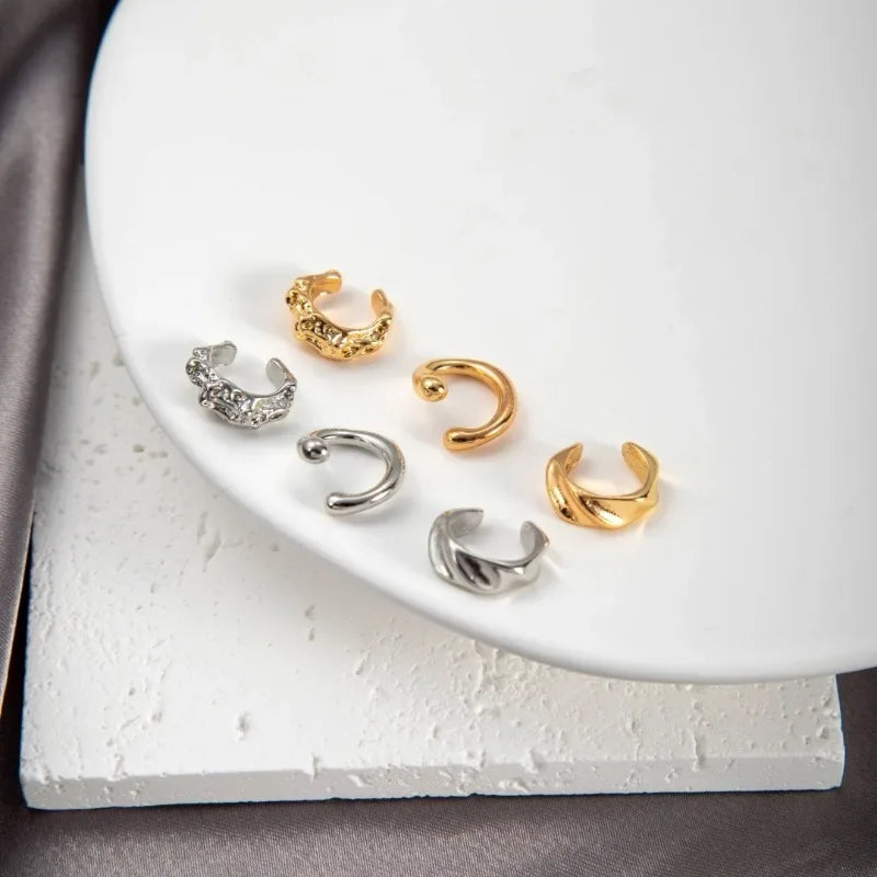 3 Pcs Fashion Geometric Ear Cuff Earrings for Women 3pcs/set Metal Chunky No Piercing Clip Earrings Ladies Party Girls Jewelry