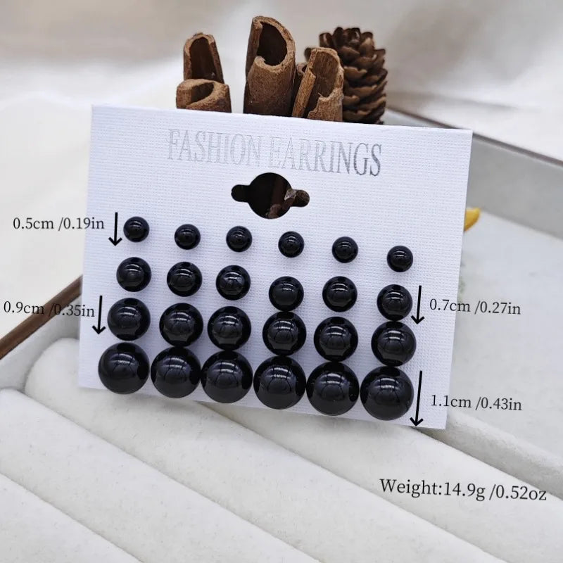 12 Pairs of Pearl Imitation Women's Earring Set
