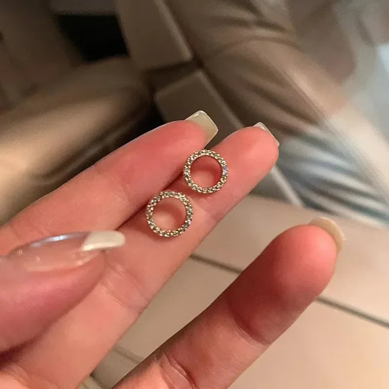 Delicate Small Circle Stud Earrings for Women