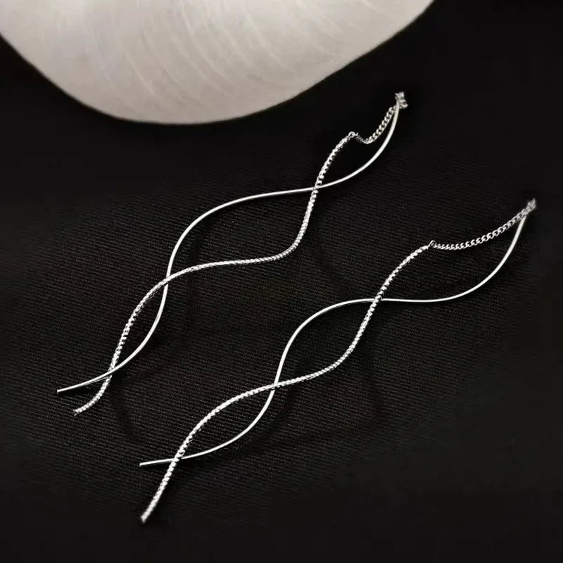 New Minimalist Long Wavy Fringe Earrings New Women Fashionable Hanging Earrings High-End Jewelry Minimalist Accessories Gifts
