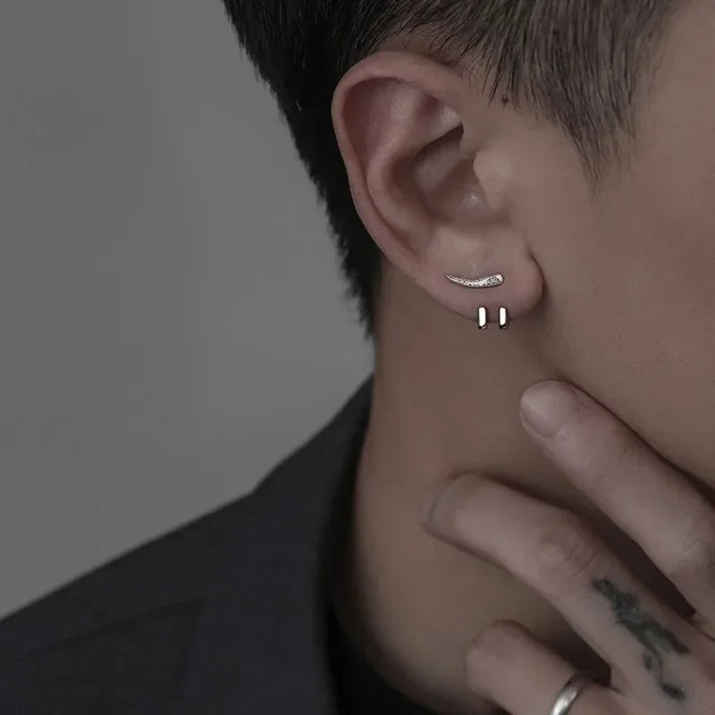 Ear studs for men with personality, trendy men's earrings, simple and minimalist, versatile and cool hip-hop new trend
