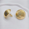 3.5 Cm Big Ball No Pierced Earclips Fashion Temperament Gold Plated Exaggerated Striped Round Clip Earrings for Women Party