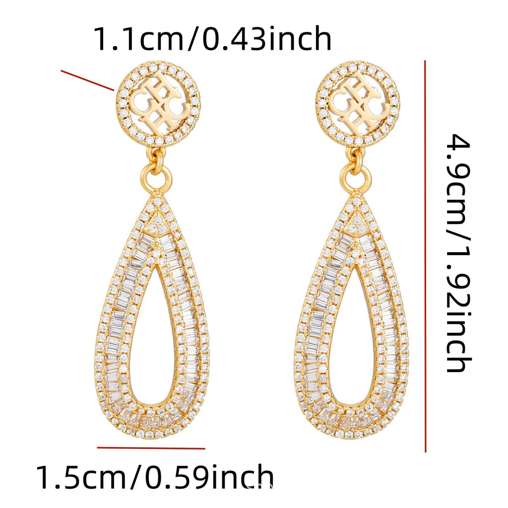 Women's Full-Diamond Teardrop Earrings