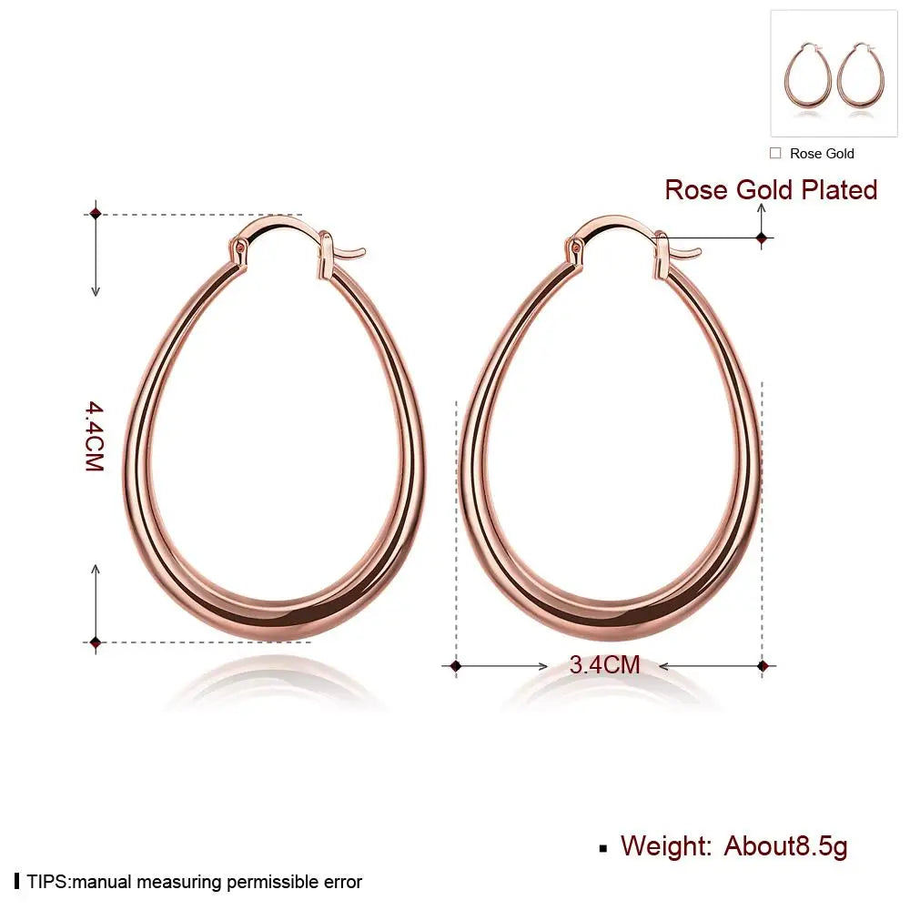 Sterling Silver 18K gold plated 4.4cm oval earrings for women