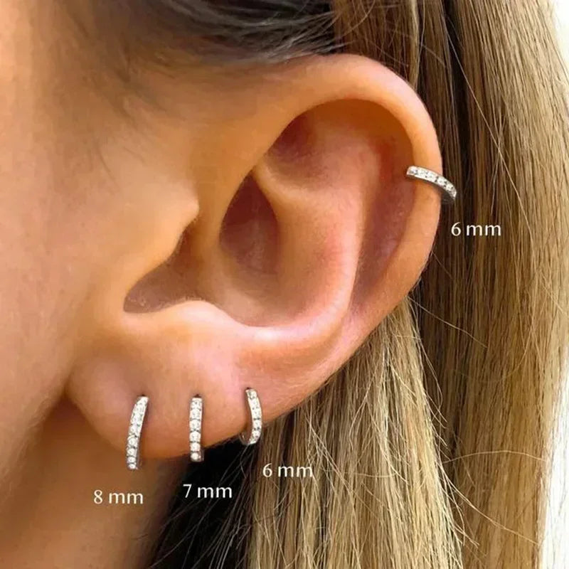 1 Pair Dainty Earrings for Women Round Stud Piercing Cartilage Ear Ring Zircon Gold Silver Color Fashion Jewelry Trend Gift