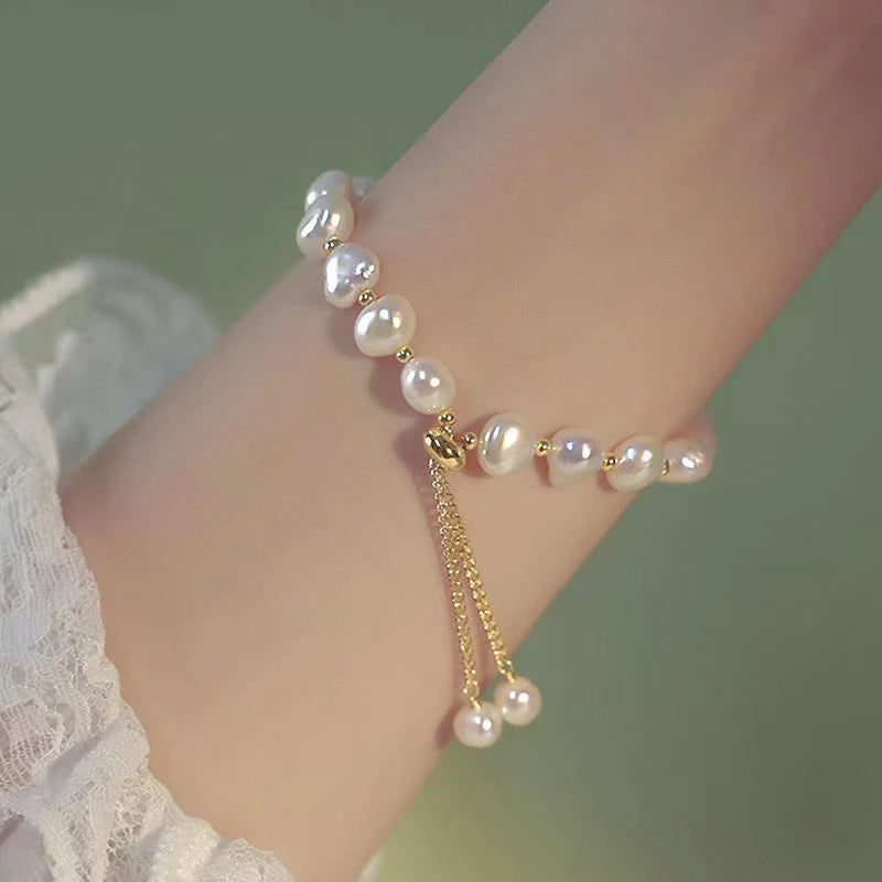 Elegant Baroque Pearl Beaded Bracelet For Woman