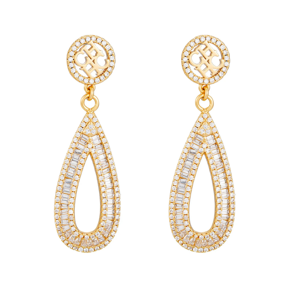 Women's Full-Diamond Teardrop Earrings