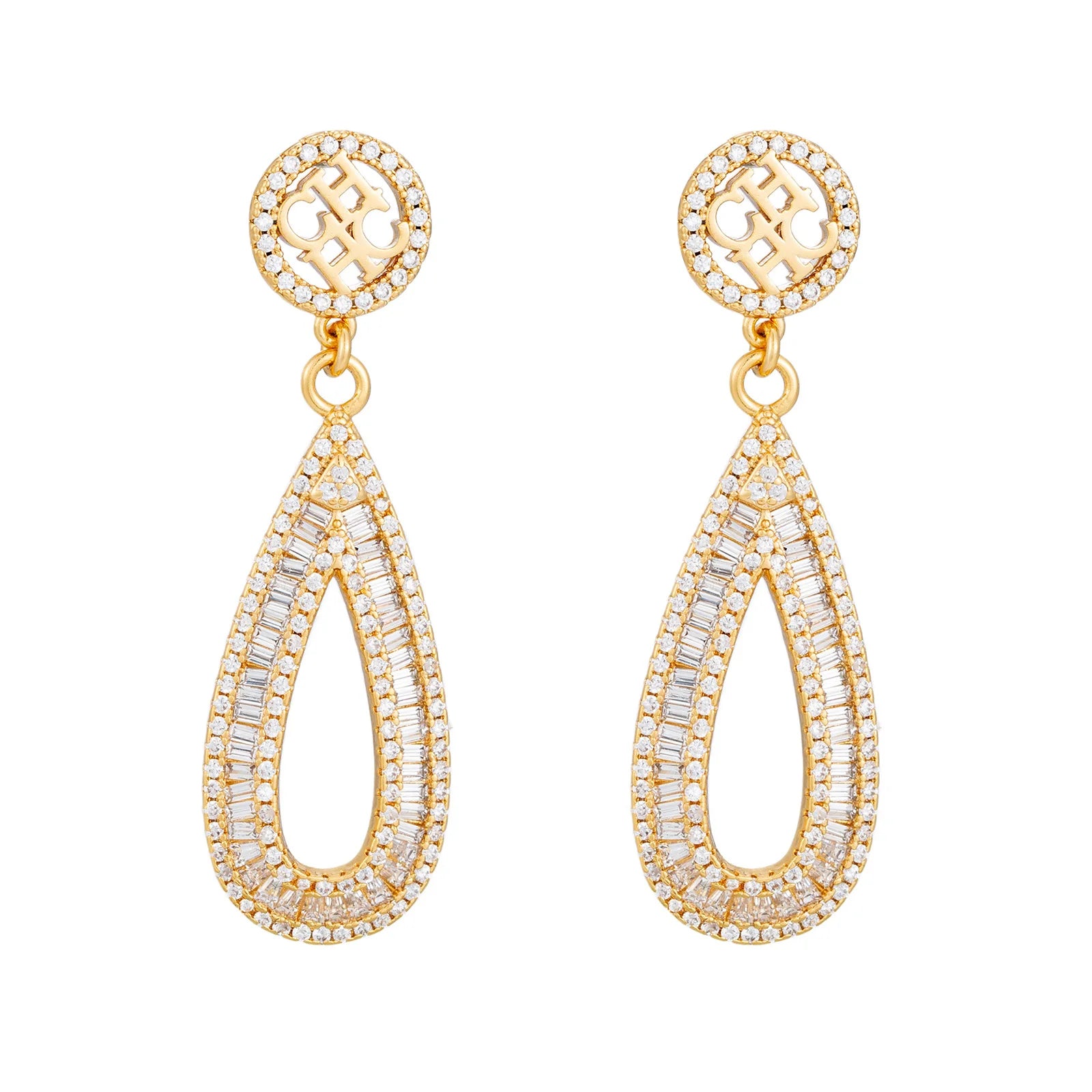 Women's Full-Diamond Teardrop Earrings