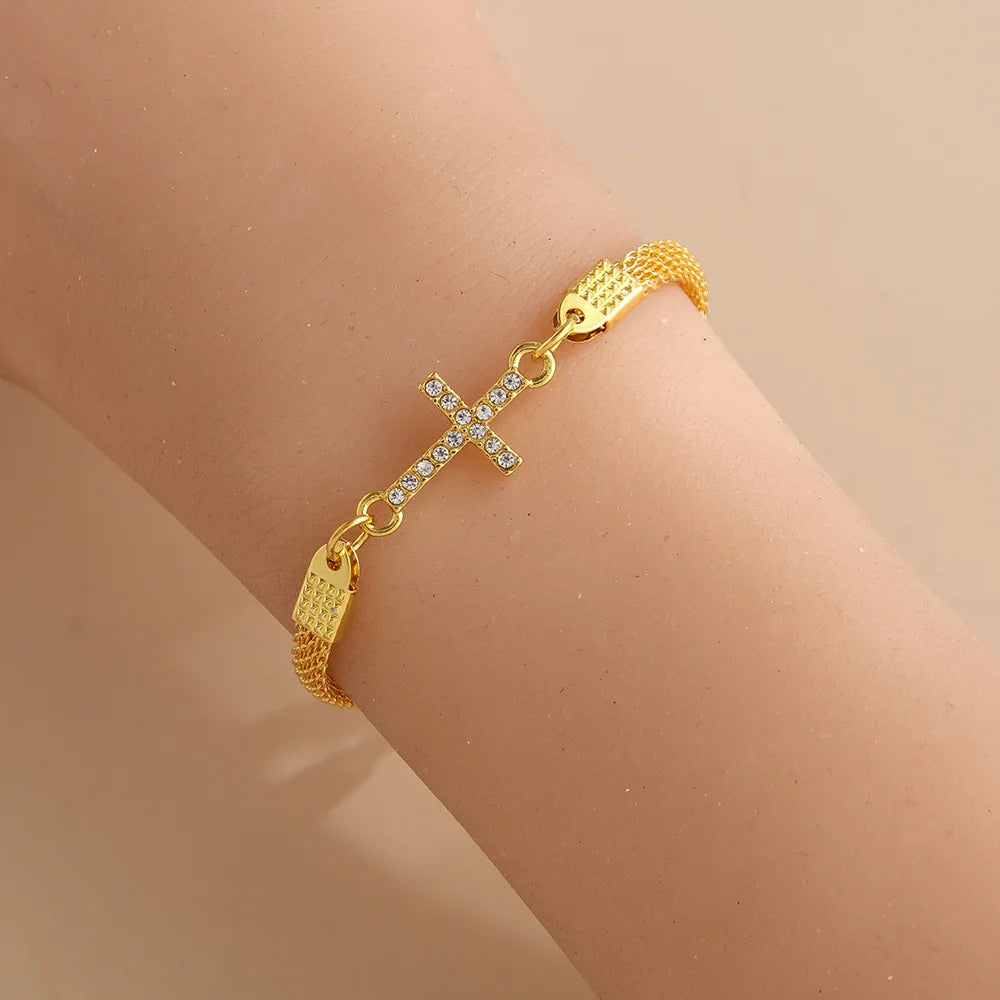 Handmade Braided Mesh Chain Faith Bracelet For Men and Women