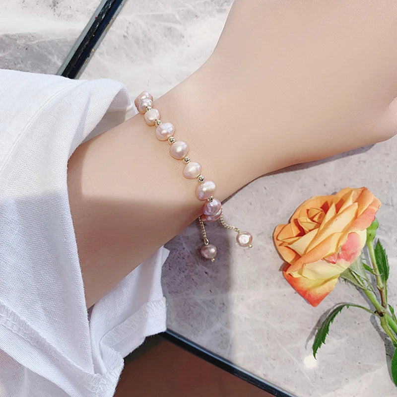 Elegant Baroque Pearl Beaded Bracelet For Woman