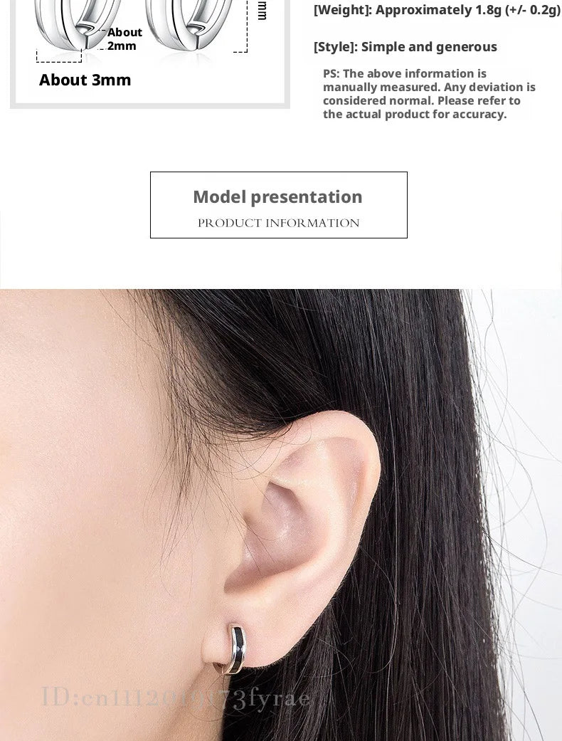 Elegant 925 Sterling Silver Simple Round Earrings Fashion Women Wedding Party Jewelry