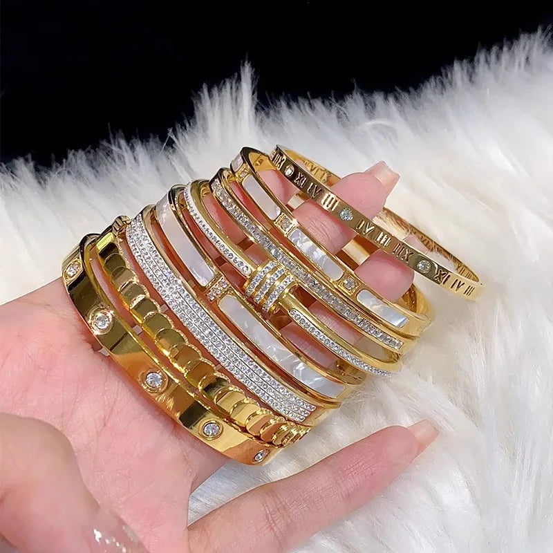 Elegant 8-piece Stainless Steel Bracelet