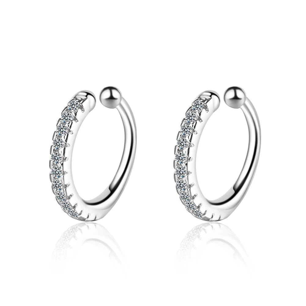 Real 925 Sterling Silver Simple Earcuff Tasteful Zircon Clip On Earrings For Women Small Ear Cuff Jewelry Girls pendientes mujer