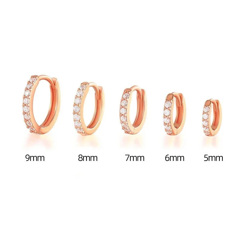 1 Pair Dainty Earrings for Women Round Stud Piercing Cartilage Ear Ring Zircon Gold Silver Color Fashion Jewelry Trend Gift