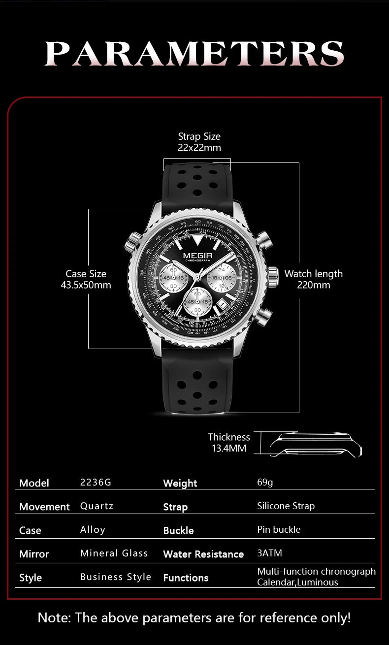 MEGIR Brand Original Luxury Fashion Watch for Men