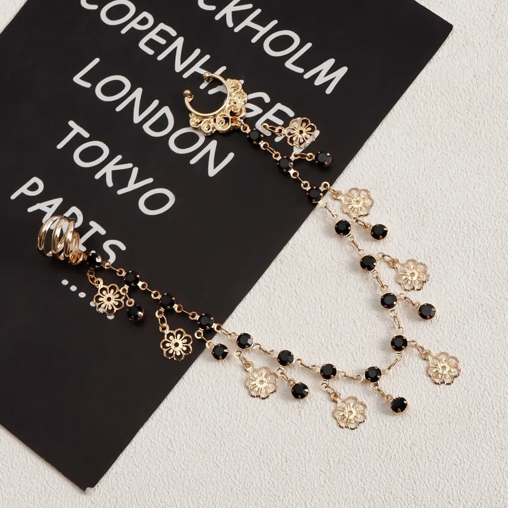 Body Jewelry Earring with Nose Ring Fashion Trendy Nose Clip Rings Fake Nostril Piercing Clip Gold& Black