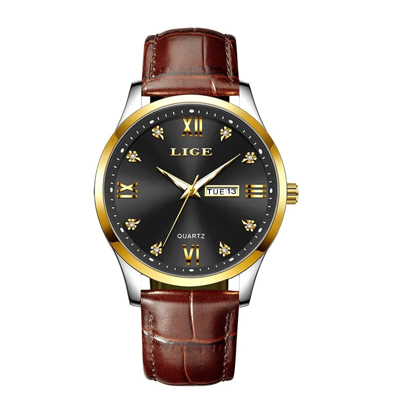 LIGE New Ladies Waterproof Watches Fashion Business Diamond Bracelet Watch For Women Simple Casual Luminous Quartz Chronograph
