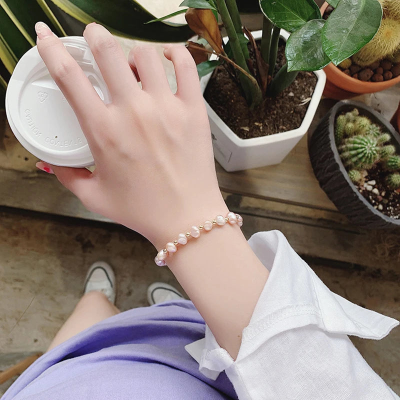 Elegant Baroque Pearl Beaded Bracelet For Woman