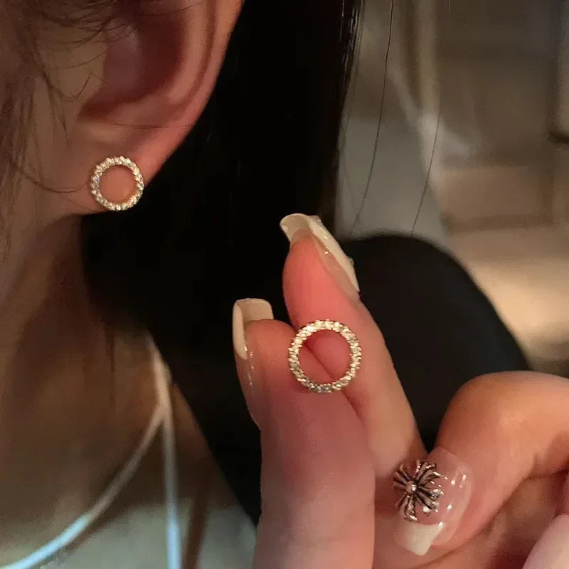 Delicate Small Circle Stud Earrings for Women